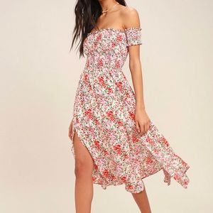 Lulus Floral Print Off-the-Shoulder Dress
